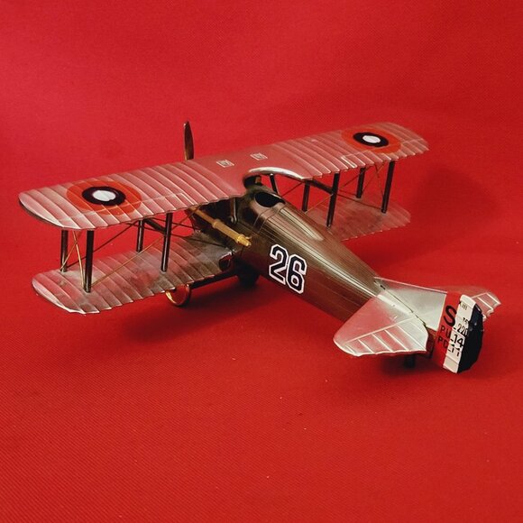 Vintage Japan Metal Die Cast Bi Wing Military Airplane